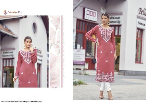 Vamika Presnets  Nx Rooh Vol 2 Pure Rayon Kurti With Pant Wholesale Rate In Surat