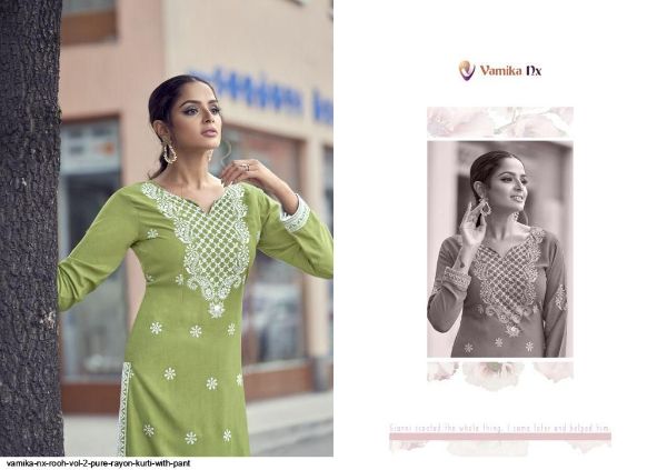 Vamika Presnets  Nx Rooh Vol 2 Pure Rayon Kurti With Pant Wholesale Rate In Surat