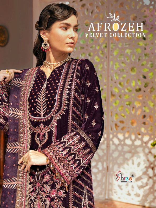 Shree Fabs Presnets Afrozeh Velvet Collection  Wholesale Rate In Surat - Sai Dresses