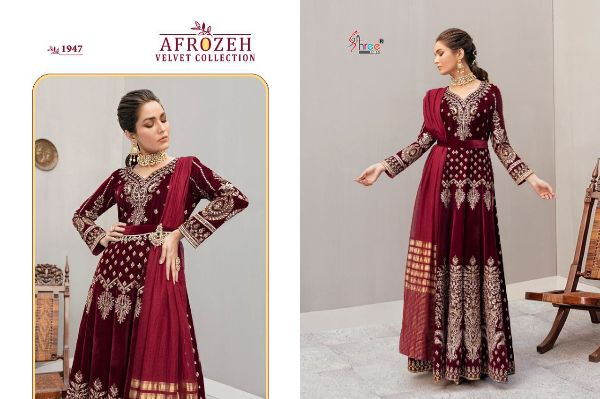 Shree Fabs Presnets Afrozeh Velvet Collection  Wholesale Rate In Surat - Sai Dresses