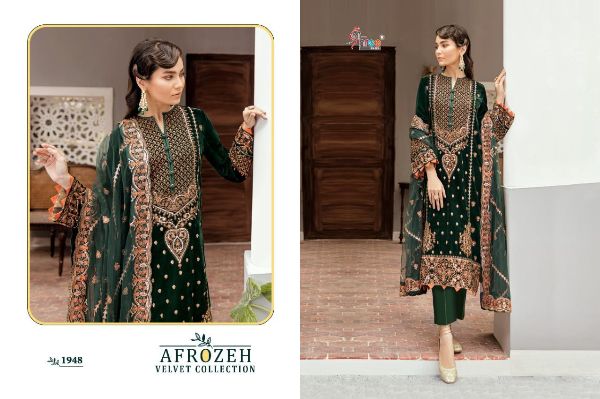 Shree Fabs Presnets Afrozeh Velvet Collection  Wholesale Rate In Surat - Sai Dresses