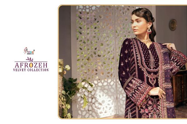 Shree Fabs Presnets Afrozeh Velvet Collection  Wholesale Rate In Surat - Sai Dresses