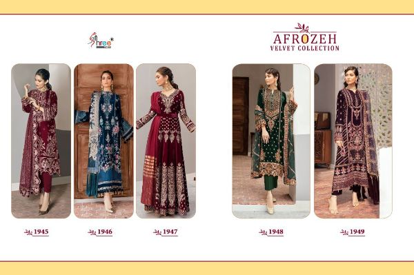 Shree Fabs Presnets Afrozeh Velvet Collection  Wholesale Rate In Surat - Sai Dresses