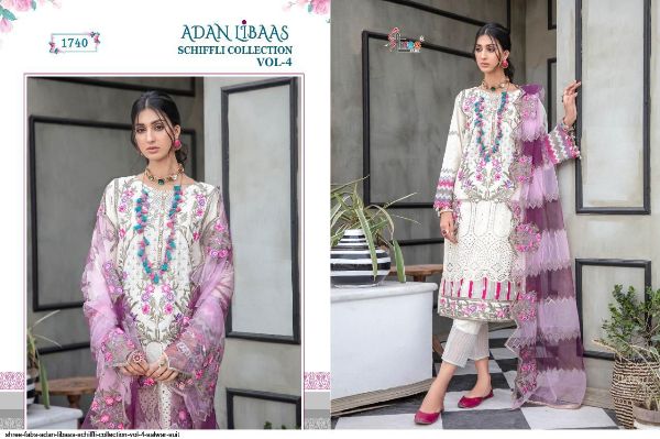Shree Fabs Presnets Adan Libaas Schiffli Collection Vol 4 Nx Salwar Suit Wholesale Rate In Surat - Sai Dresses