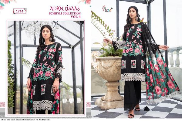 Shree Fabs Presnets Adan Libaas Schiffli Collection Vol 4 Nx Salwar Suit Wholesale Rate In Surat - Sai Dresses