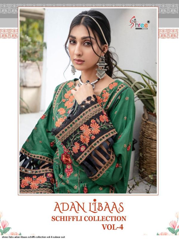 Shree Fabs Presnets Adan Libaas Schiffli Collection Vol 4 Nx Salwar Suit Wholesale Rate In Surat - Sai Dresses