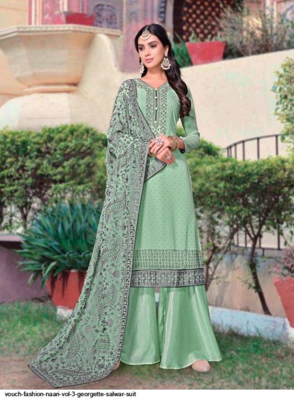 Vouch Fashion Presnets  Naari Vol 3 Georgette Salwar Suit Wholesale Rate In Surat