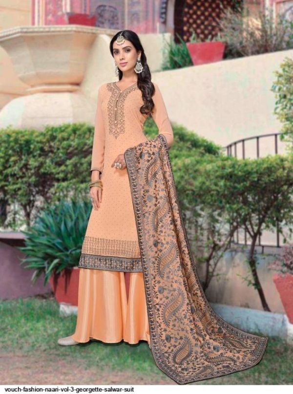 Vouch Fashion Presnets  Naari Vol 3 Georgette Salwar Suit Wholesale Rate In Surat