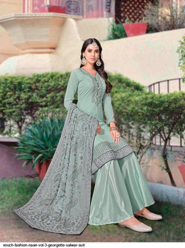 Vouch Fashion Presnets  Naari Vol 3 Georgette Salwar Suit Wholesale Rate In Surat