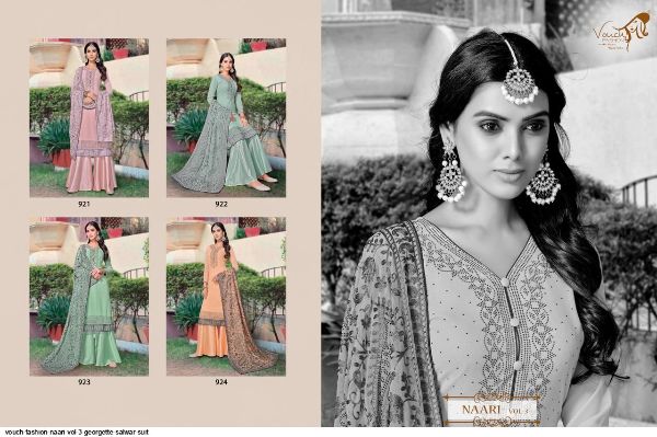Vouch Fashion Presnets  Naari Vol 3 Georgette Salwar Suit Wholesale Rate In Surat