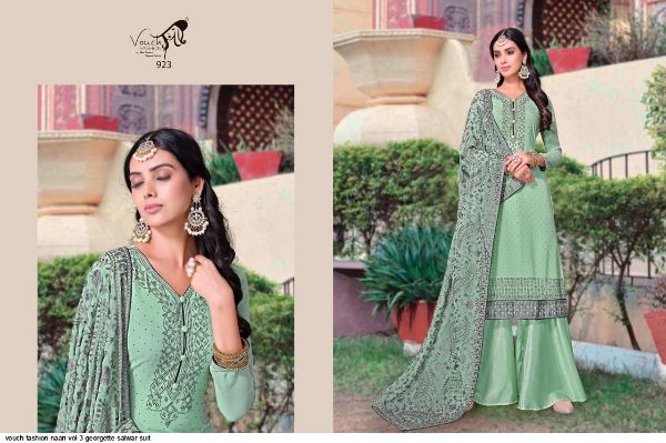 Vouch Fashion Presnets  Naari Vol 3 Georgette Salwar Suit Wholesale Rate In Surat