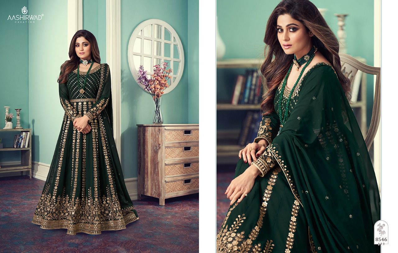 Aashirwad Presents  Gulnar Designer Functional Partywear Embroidery Georgette Beautiful Gowns Wholesale Rate In Surat