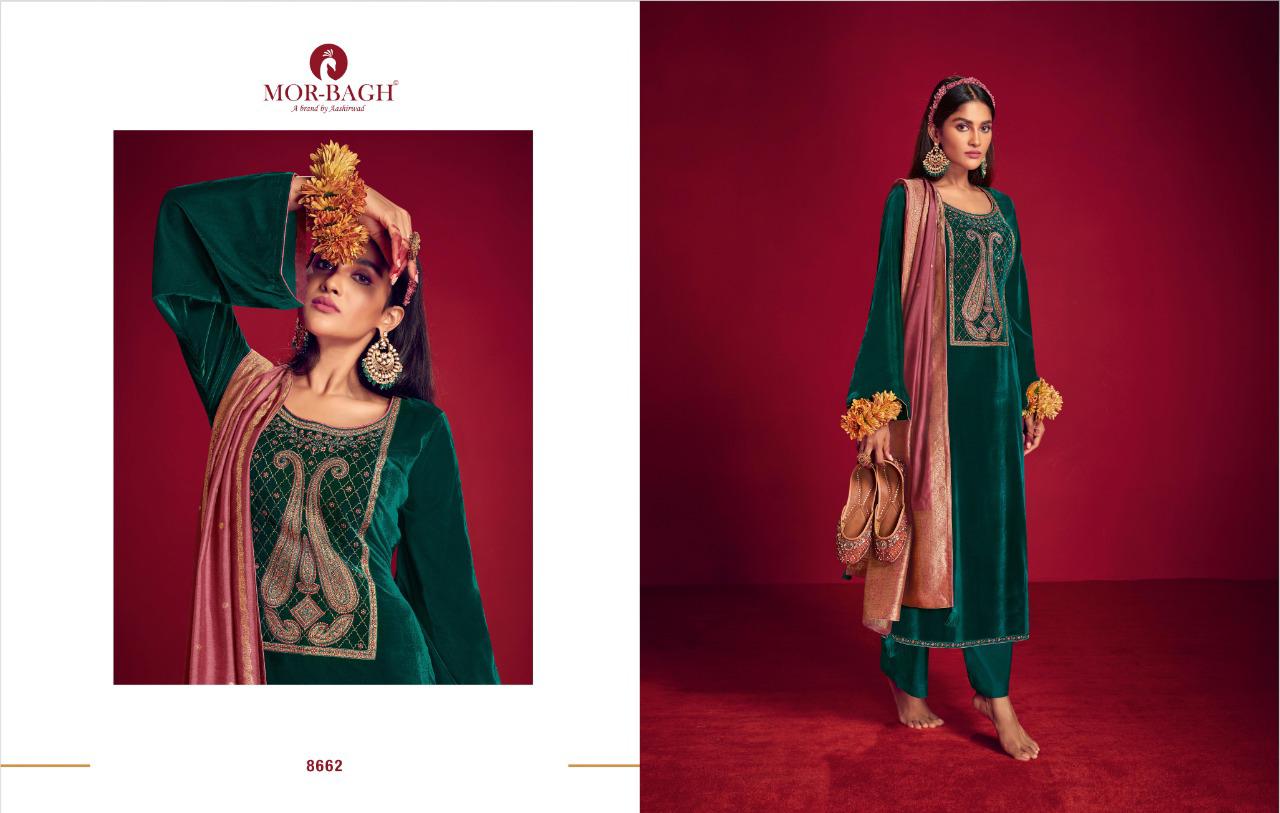 Aashirwad Presents  Morbagh Rajjo Designer Style Festive Wear 9000 Velvet Salwar Suits Wholesale Rate In Surat - Sai Dresses