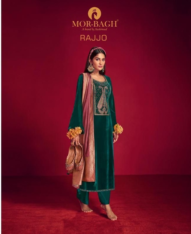 Aashirwad Presents  Morbagh Rajjo Designer Style Festive Wear 9000 Velvet Salwar Suits Wholesale Rate In Surat - Sai Dresses