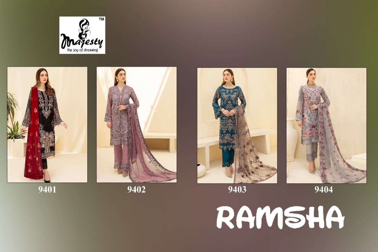 Megesty Presents Ramsha Pakistani Suit Wholesale Rate In Surat - Sai Dresses