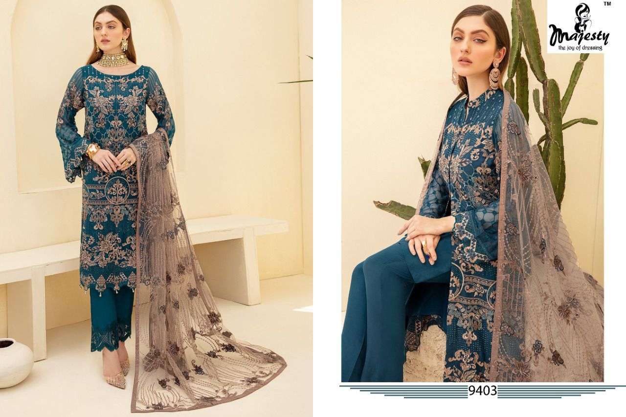 Megesty Presents Ramsha Pakistani Suit Wholesale Rate In Surat - Sai Dresses