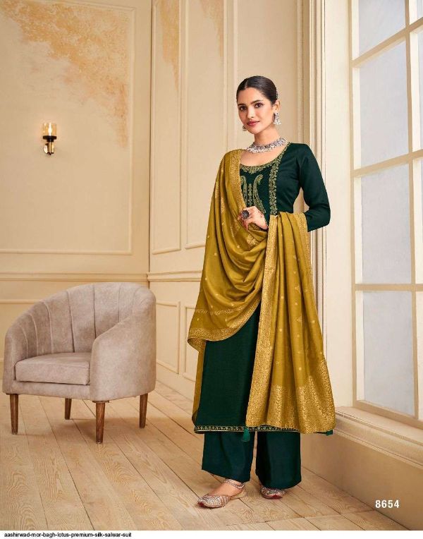 Aashirwad Presents Mor-bhag Lotus Premium Silk Suit Wholesale Rate In Surat - Sai Dresses