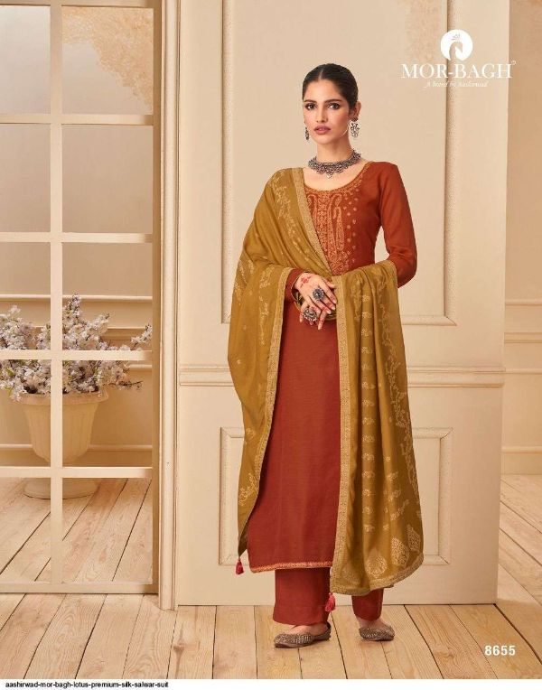 Aashirwad Presents Mor-bhag Lotus Premium Silk Suit Wholesale Rate In Surat - Sai Dresses