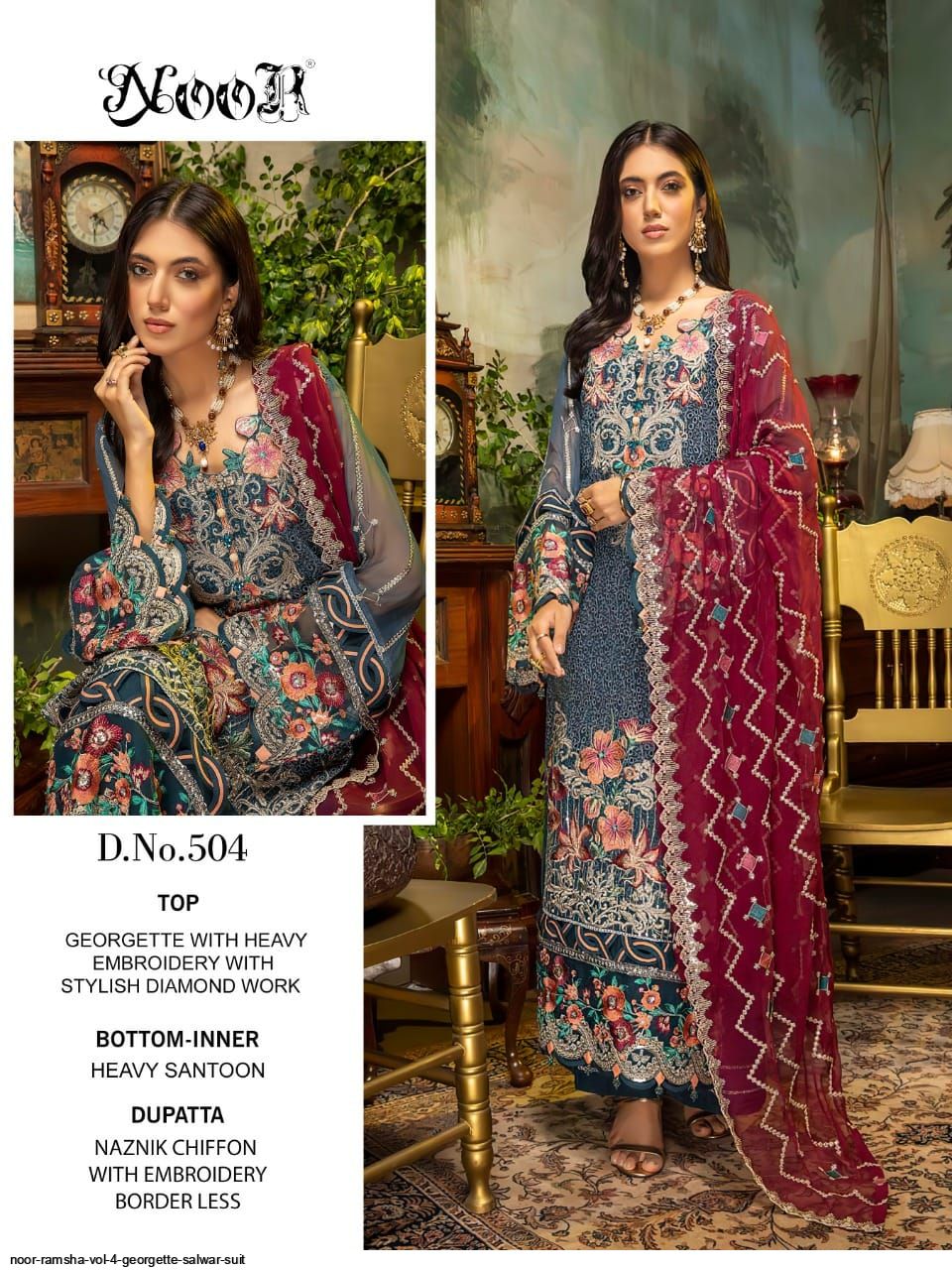 Noor Presents Ramsha Vol 4 Georgette Salwar Suit Wholesale Rate In Surat - Sai Dresses
