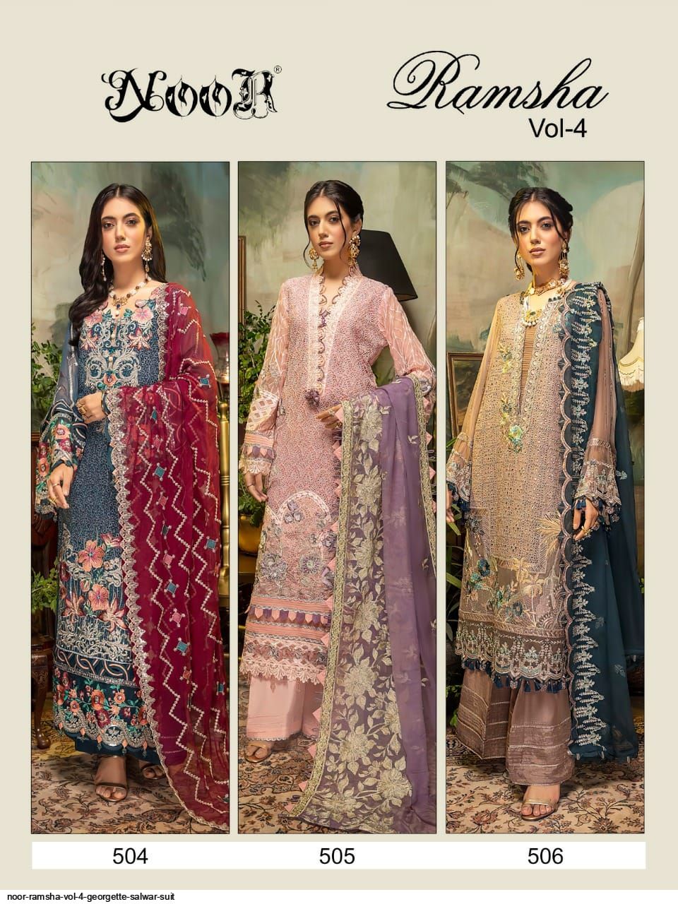 Noor Presents Ramsha Vol 4 Georgette Salwar Suit Wholesale Rate In Surat - Sai Dresses