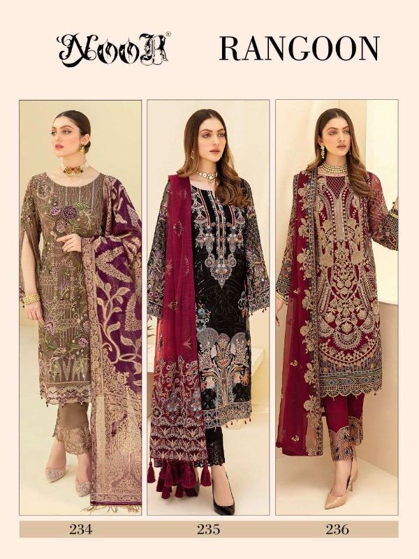 Noor Presnets  Rangoon Georgette Embroidery Dresses Supplier Wholesale Rate In Surat
