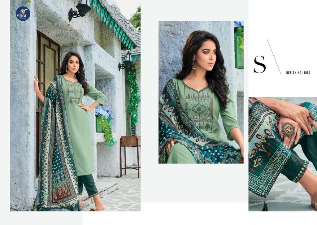 Vitara Fashion Presnets Starlink Rayon Kurti With Pant And Dupatta Wholesale Rate In Surat - Sai Dresses