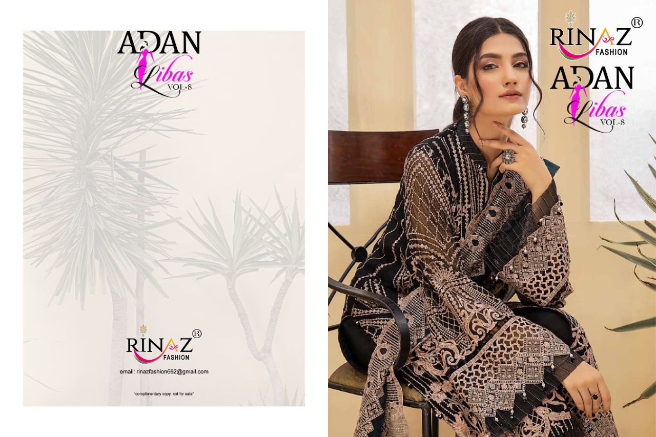 Rinaz Fahsion Presnets Adan Libas Vol-8 Lawn Collection Wholesale Rate In Surat - Sai Dresses