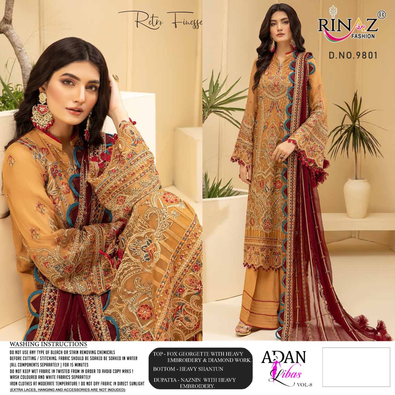 Rinaz Fahsion Presnets Adan Libas Vol-8 Lawn Collection Wholesale Rate In Surat - Sai Dresses