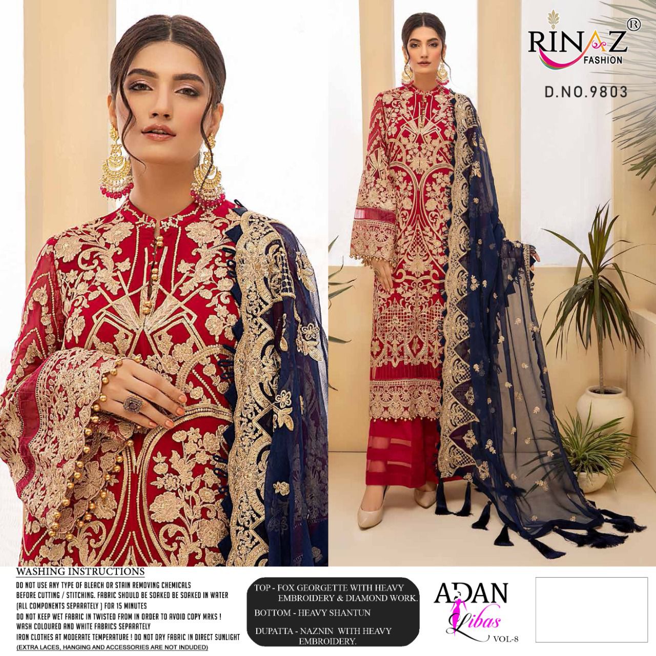Rinaz Fahsion Presnets Adan Libas Vol-8 Lawn Collection Wholesale Rate In Surat - Sai Dresses