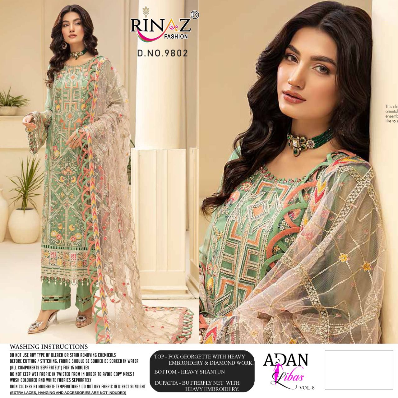 Rinaz Fahsion Presnets Adan Libas Vol-8 Lawn Collection Wholesale Rate In Surat - Sai Dresses