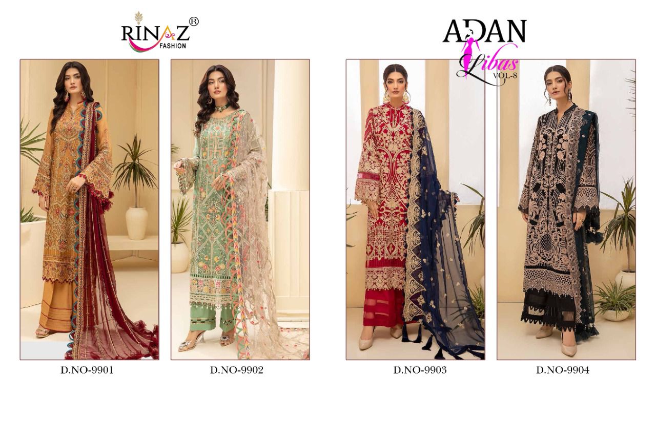 Rinaz Fahsion Presnets Adan Libas Vol-8 Lawn Collection Wholesale Rate In Surat - Sai Dresses