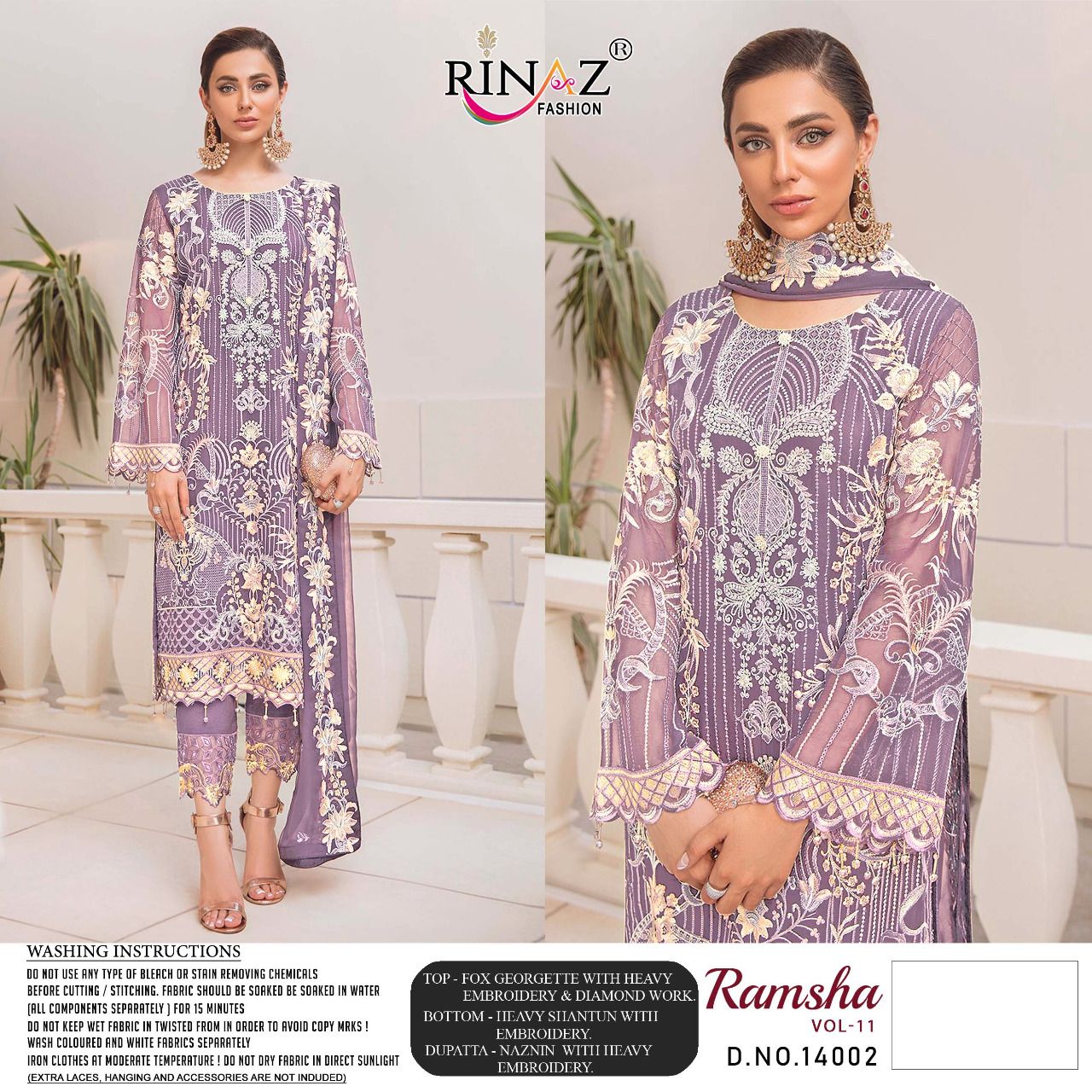 Rinaz Fahsion Presnets Ramsha Vol-11 Pakistani Suits Collection In Wholesale Rate In Surat - Sai Dresses