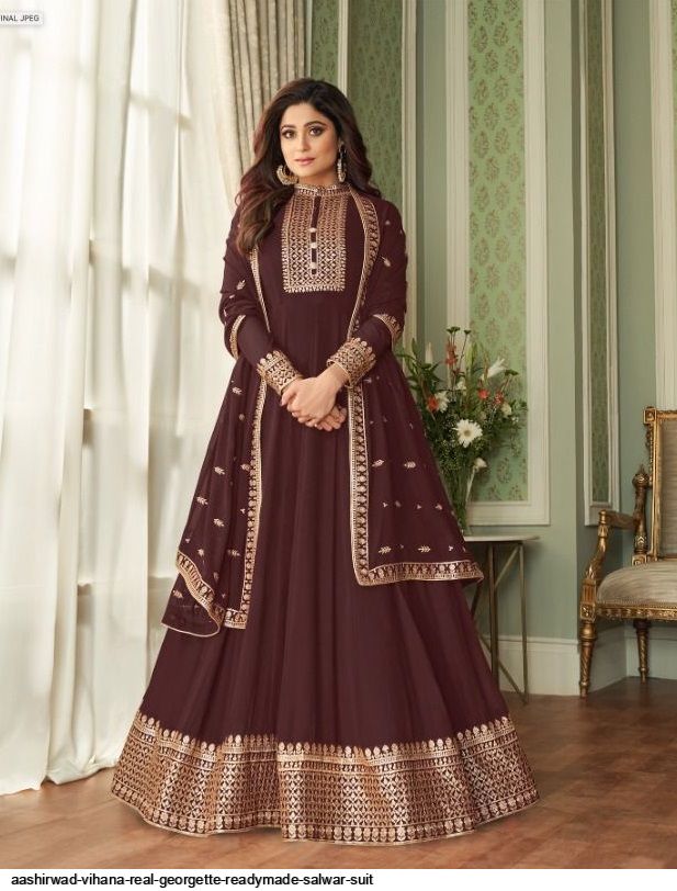 Aashirwad Prsents Vihana Real Georgette Gown In Best Wholesale Rate In Surat - Sai Dresses