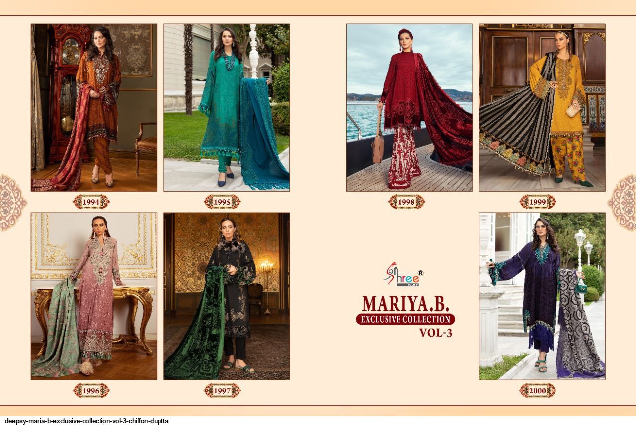 Shree Fab Presents Maria B Exclusive Collection Vol-03 Wolesale Rate In Surat - Sai Dresses