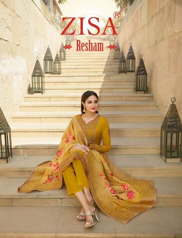 Zisa Present Resham 12441 To 12446 Series Designer Tusser Satin Wholesale Rate In Surat- Sai Dresses