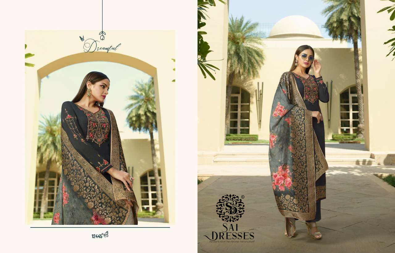 Zisa Present Resham 12441 To 12446 Series Designer Tusser Satin Wholesale Rate In Surat- Sai Dresses