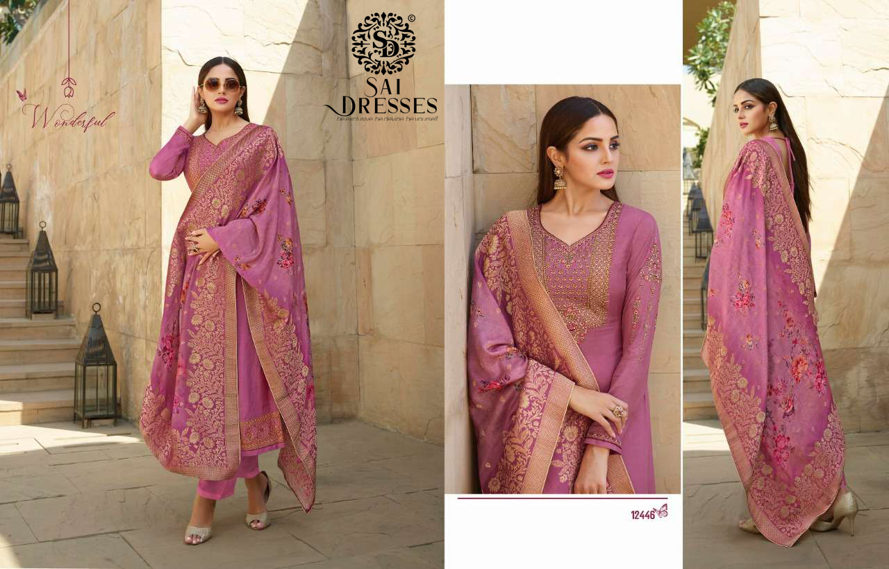 Zisa Present Resham 12441 To 12446 Series Designer Tusser Satin Wholesale Rate In Surat- Sai Dresses