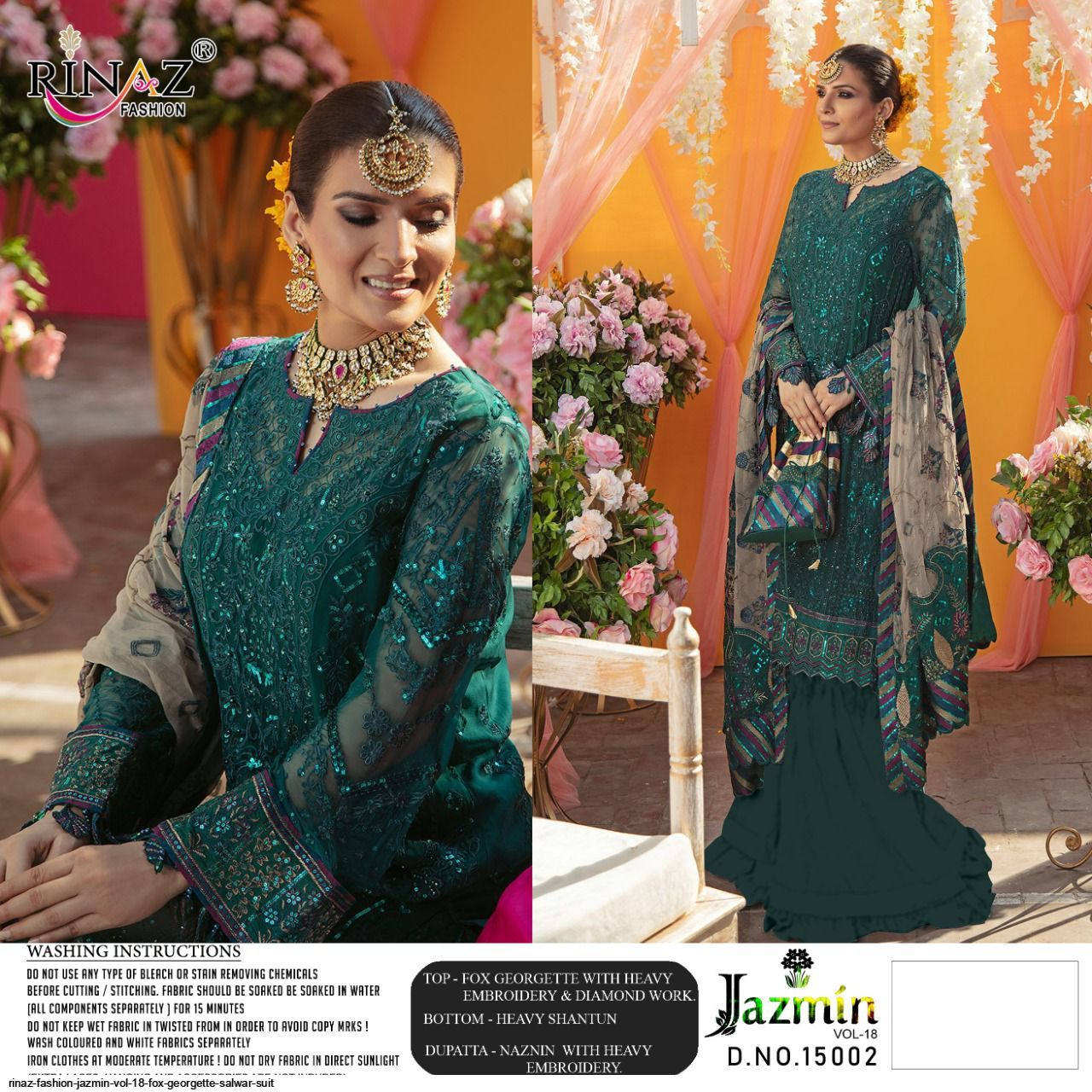Rinaz Fashion Presents Jazmin Vol 18 Fox Georgette Salwar Suit Wholesale Rate In Surat - Sai Dresses