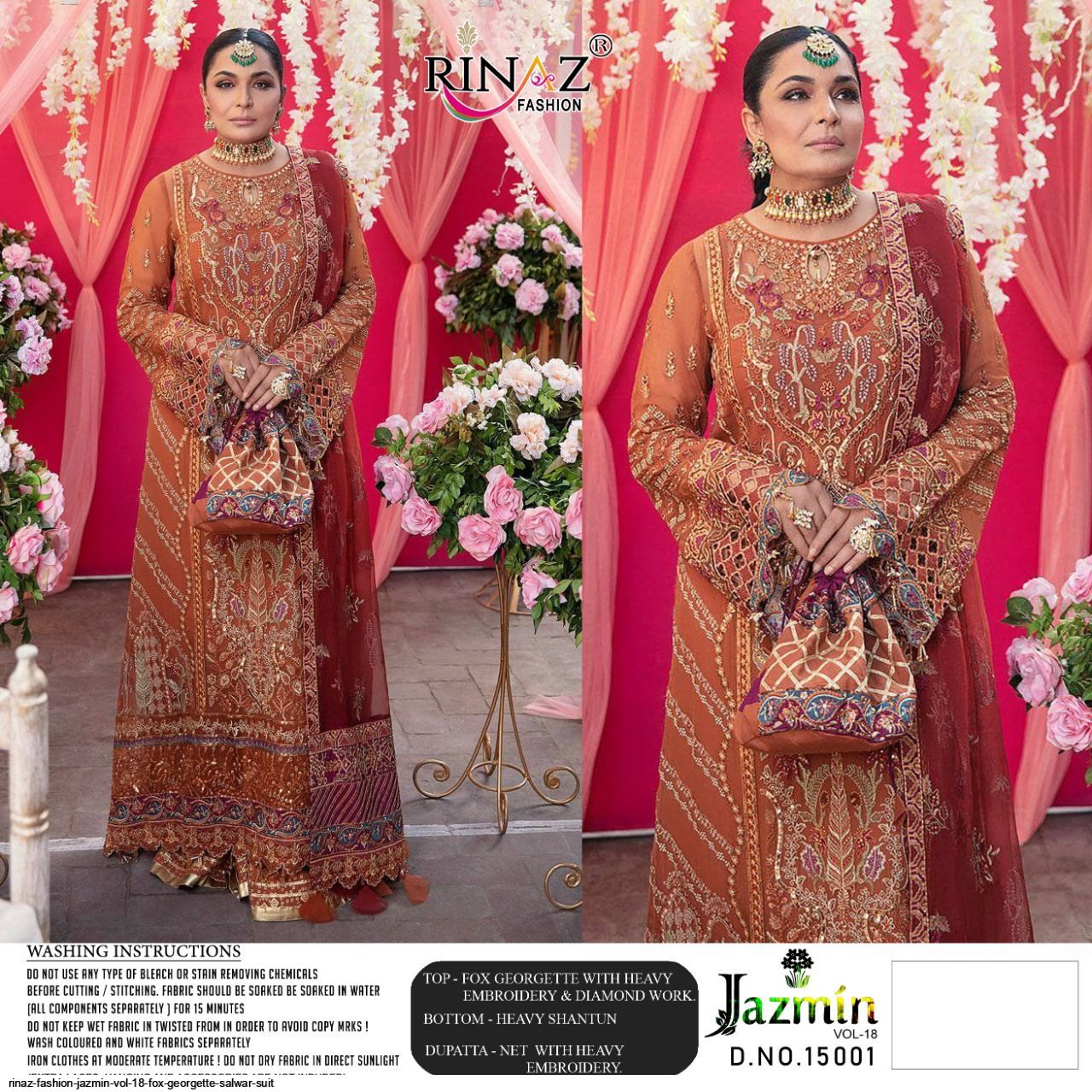 Rinaz Fashion Presents Jazmin Vol 18 Fox Georgette Salwar Suit Wholesale Rate In Surat - Sai Dresses