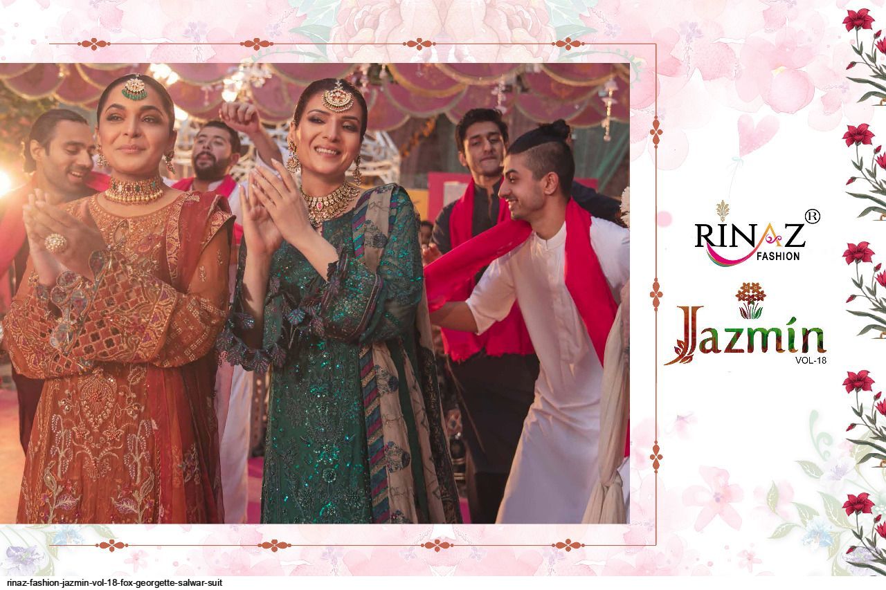 Rinaz Fashion Presents Jazmin Vol 18 Fox Georgette Salwar Suit Wholesale Rate In Surat - Sai Dresses