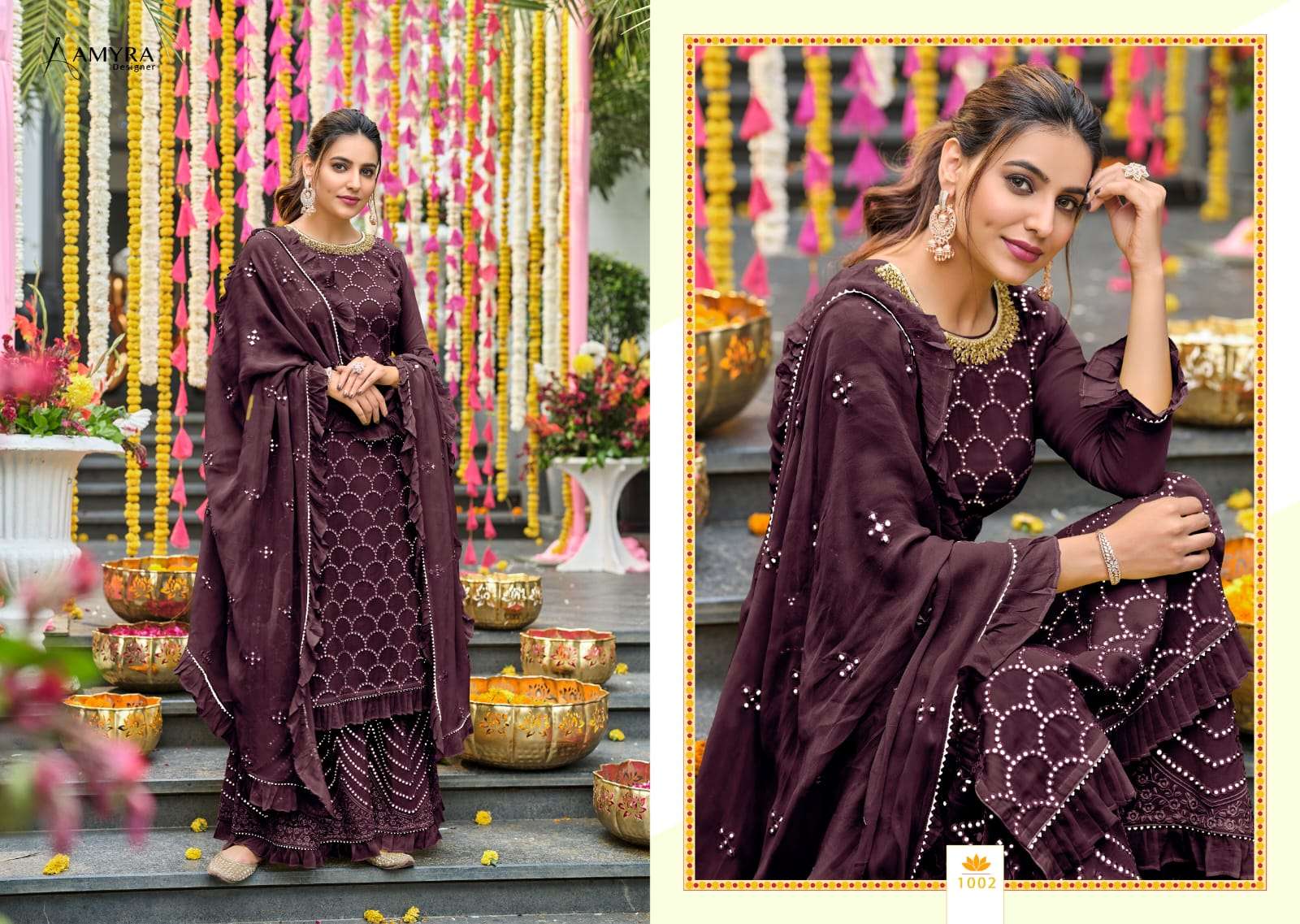 AMYRA DESIGNER PRESENTS LATEST GHARARA CATALOG NIKHAAR WHOLESALE RATE IN SURAT- SAI DRESSES