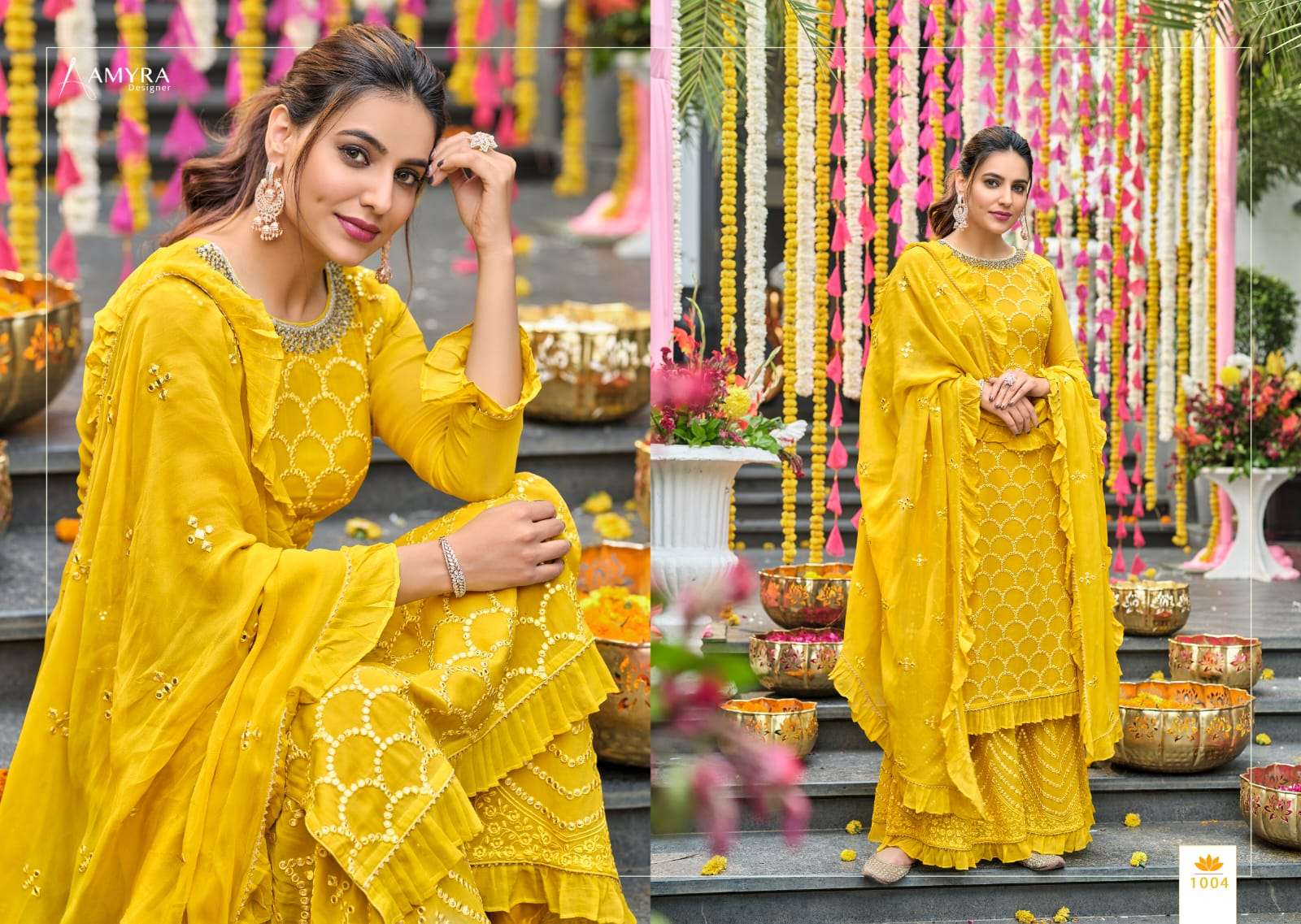 AMYRA DESIGNER PRESENTS LATEST GHARARA CATALOG NIKHAAR WHOLESALE RATE IN SURAT- SAI DRESSES