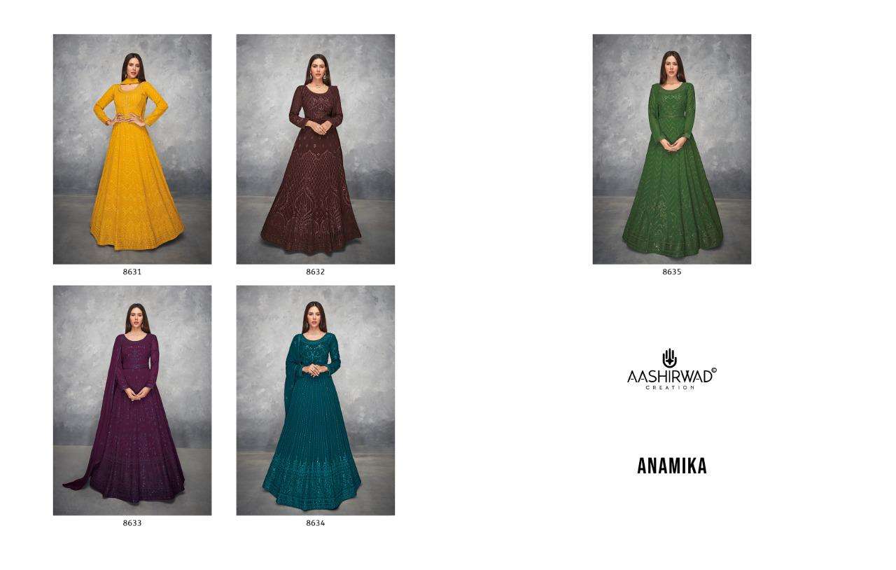 ASHIRWAD CREATION PRESENTS NEW CATALOG ANAMIKA WHOLESALE RATE IN SURAN SAI DRESSES