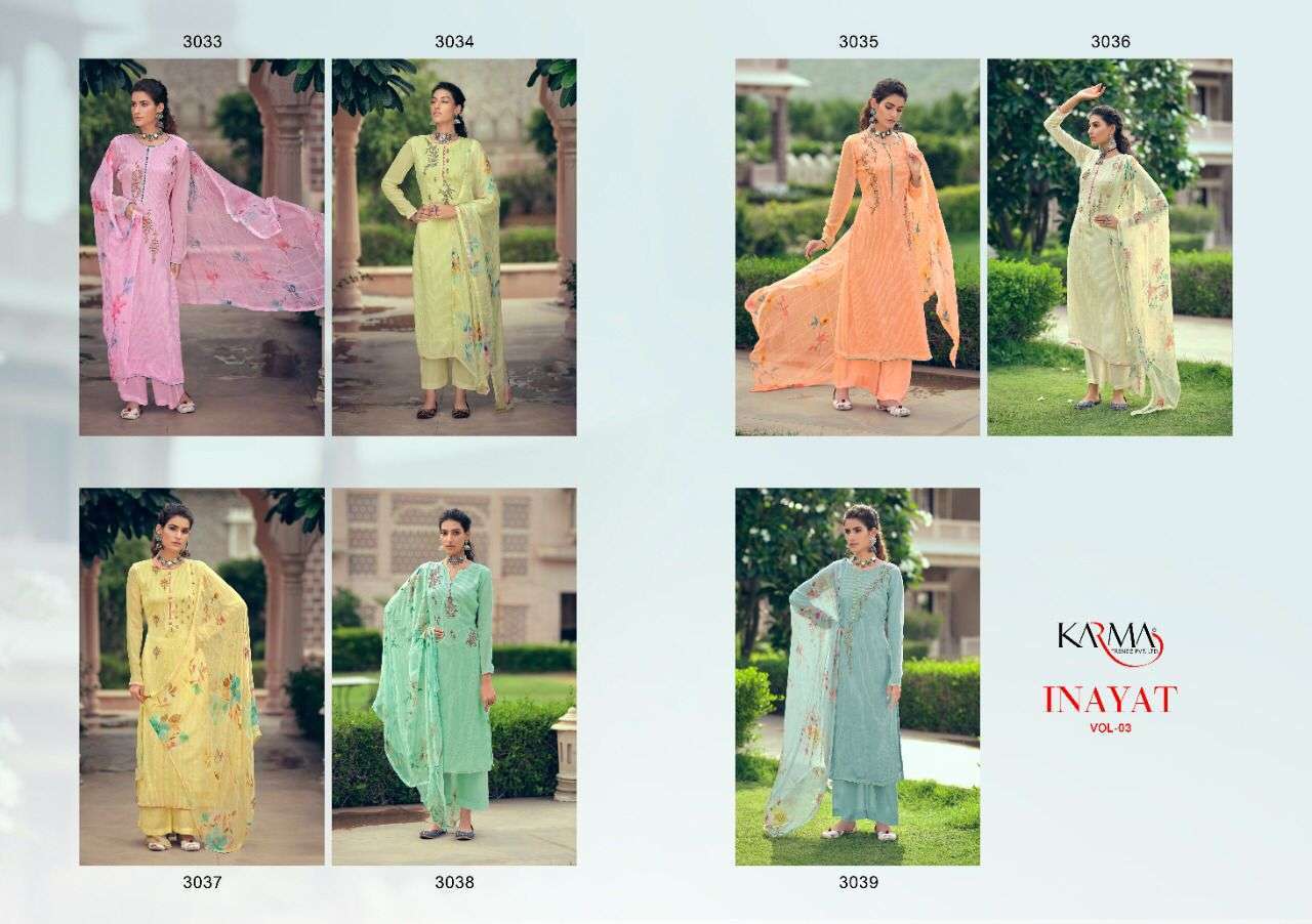 KARMA PRESENTS INAYAT VOL-03 WHOLESALE RATE IN SURAT SAI DRESSES