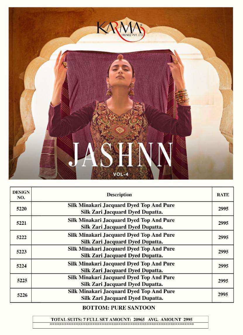 KARMA PRESENTS JASHNN VOL-04 WHOLESALE RATE IN SURAT SAI DRESSES