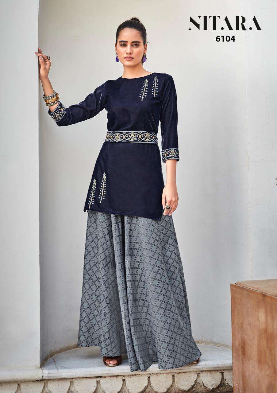 NITARA PRESENTS LATEST KURTI SKIRT CATALOG SPARKLES-07 WHOLESALE RATE IN SURAT- SAI DRESSES