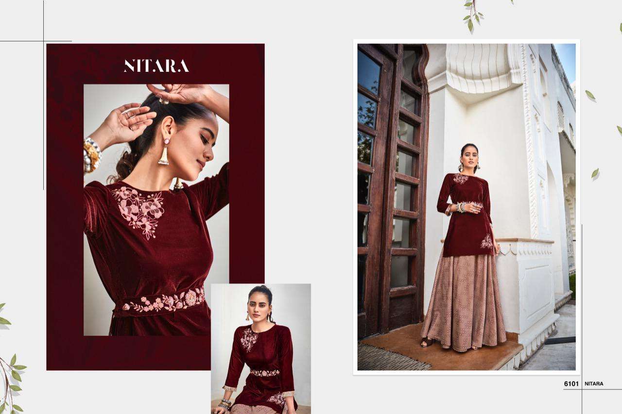 NITARA PRESENTS LATEST KURTI SKIRT CATALOG SPARKLES-07 WHOLESALE RATE IN SURAT- SAI DRESSES