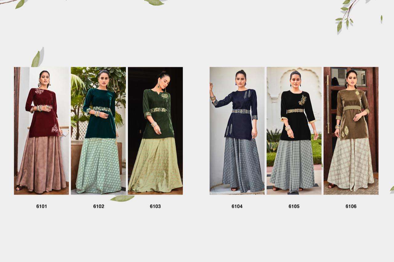 NITARA PRESENTS LATEST KURTI SKIRT CATALOG SPARKLES-07 WHOLESALE RATE IN SURAT- SAI DRESSES