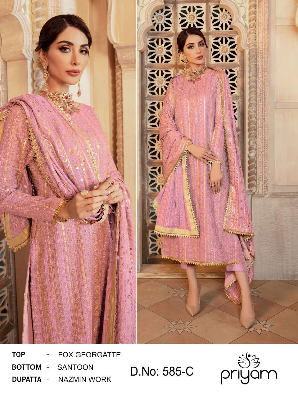 PRIYAM FASHION PRESENTS LATEST PAKISTANI CONCEPT CATALOG  D.No .584.A  _.584 .D . WHOLESALE RATEIN SURAT- SAI DRESSES