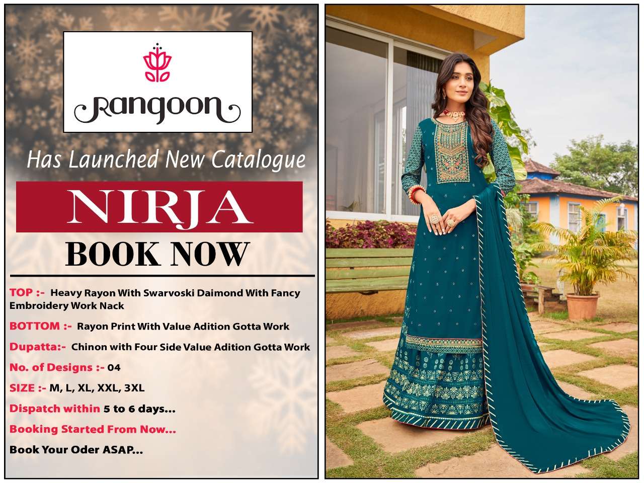 RANGOON PRESENTS LATEST CATALOG NIRJA WHOLESALE RATE IN SURAT - SAI DRESSES